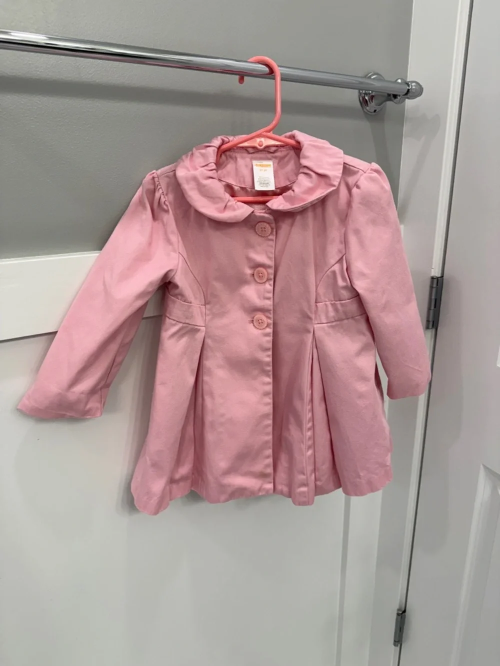 Gymboree Pink Girls' Button-Front Pea Coat with Ruffled Collar
